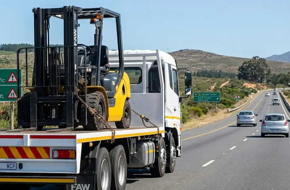 forklift rental being transported